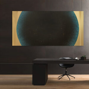 "Assuming that we are part of a grand sphere" (2017/18, plywood, plexiglass, mirror foil, acrylic, 185x96cm)